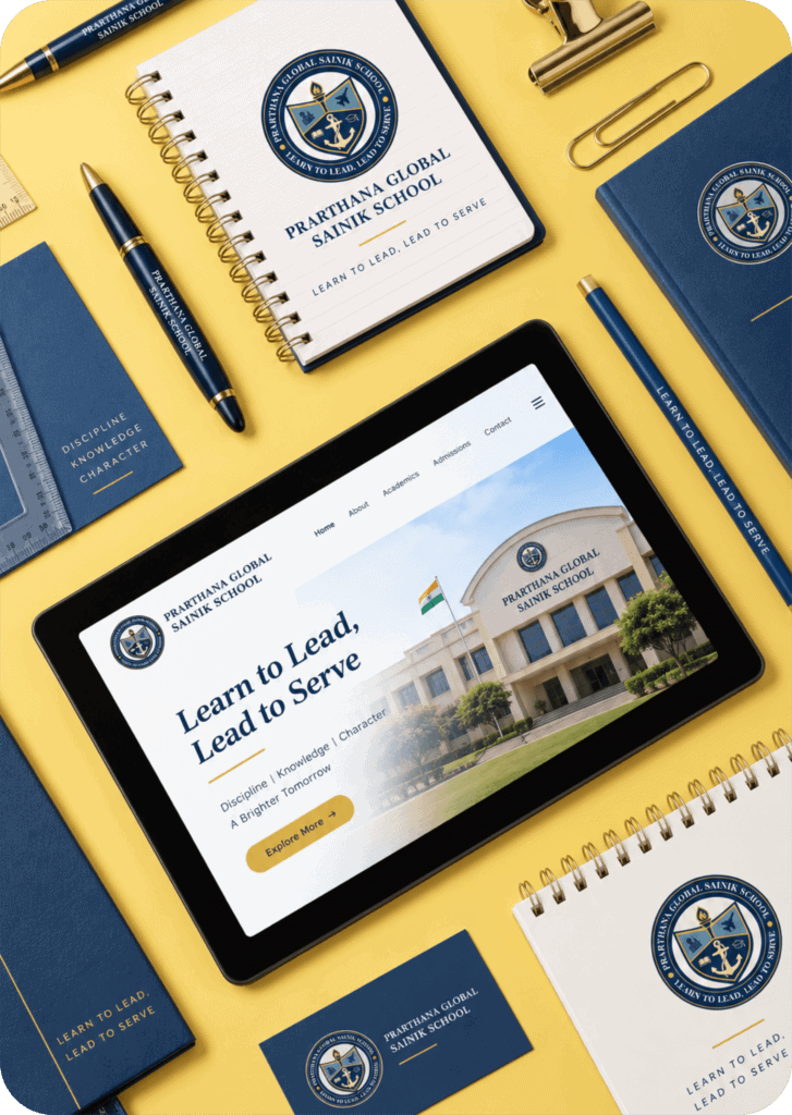 Educational materials and branding for Prathena Global Saintk School.